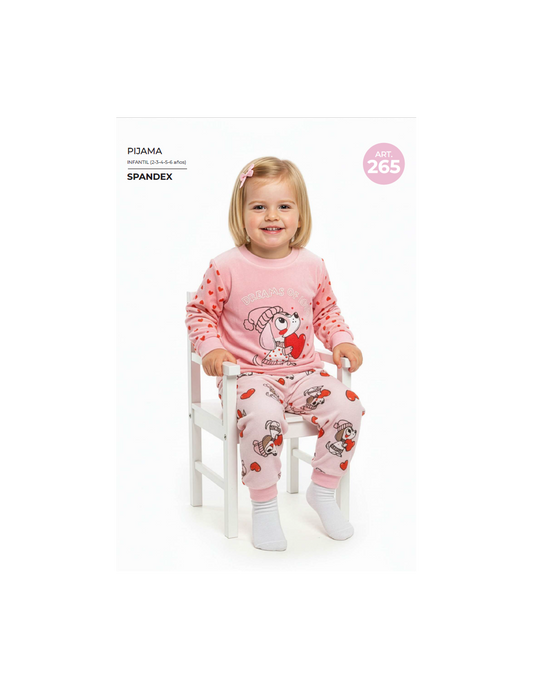 Pijama infantil de niña Spandex 625100265 rosa con estampado infantil