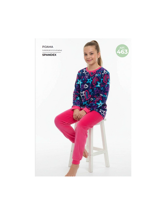 Pijama de niña Spandex 625100463 azul marino y fucsia