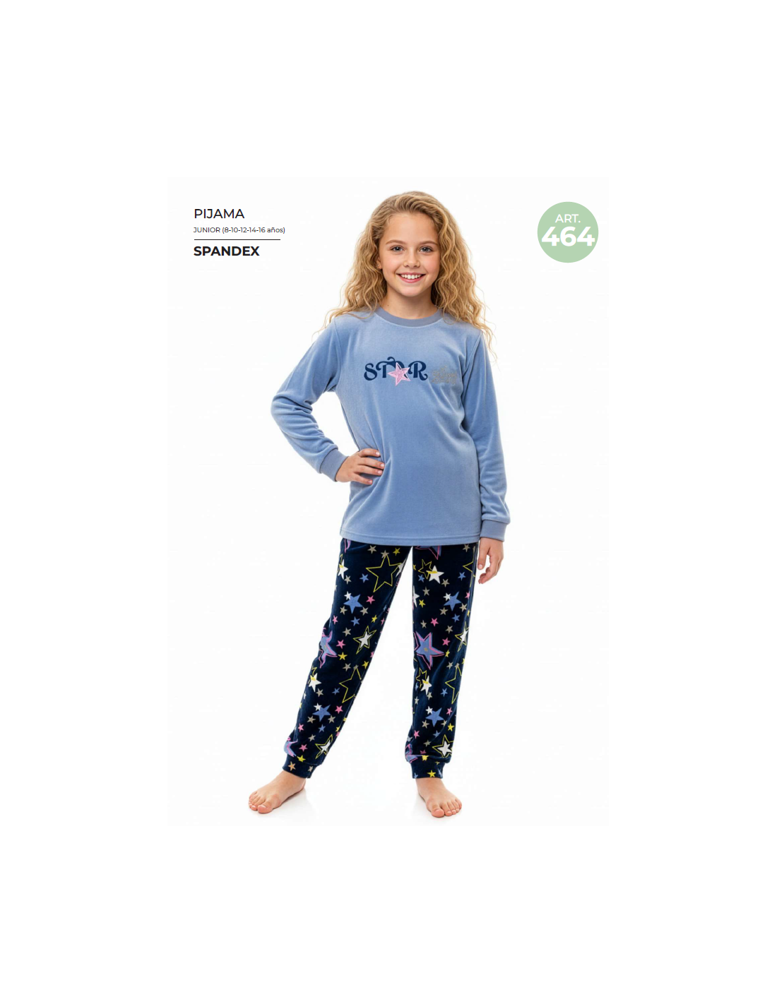 Pijama de niña Spandex 625100464 azul con estampado de estrellas