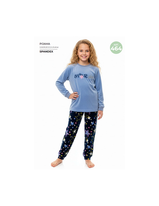 Pijama de niña Spandex 625100464 azul con estampado de estrellas