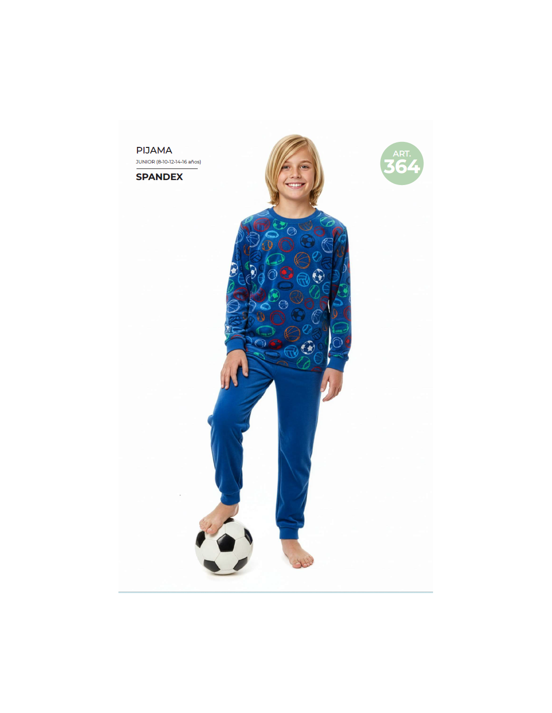Pijama de niño Spandex 625100364 azul con estampado deportivo