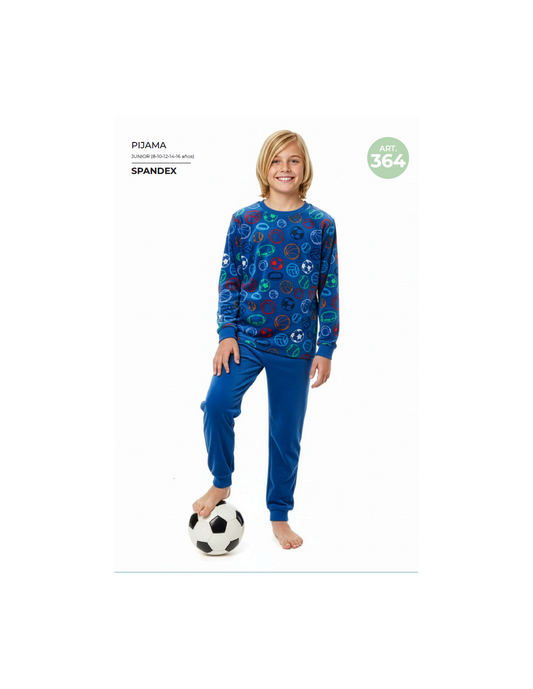 Pijama de niño Spandex 625100364 azul con estampado deportivo