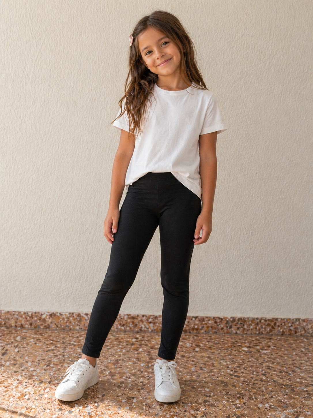 Camiseta Niña Flores Cuello Alto - modelo