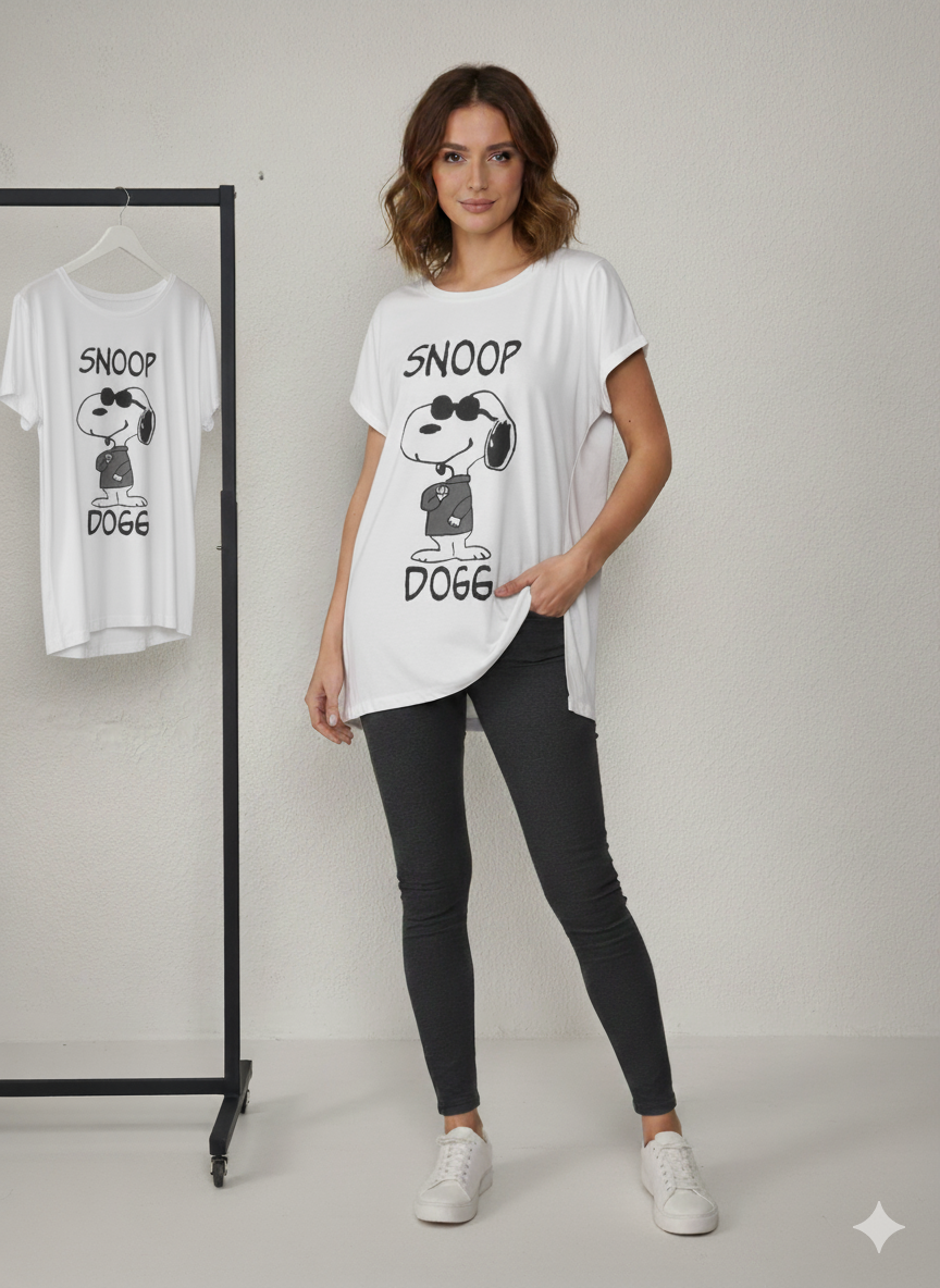 Camiseta Snoop Dogg blanca - modelo vista frontal