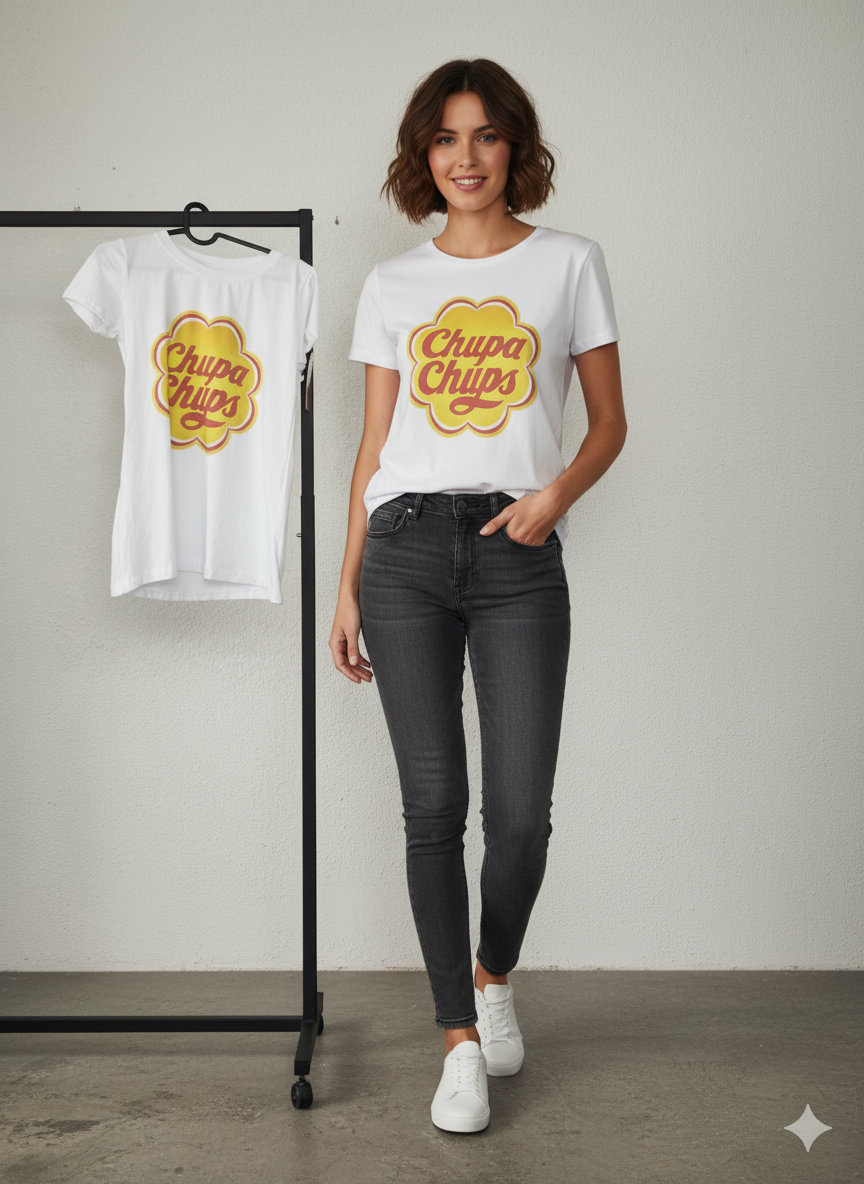 Camiseta Chupa Chups blanca - modelo vista frontal