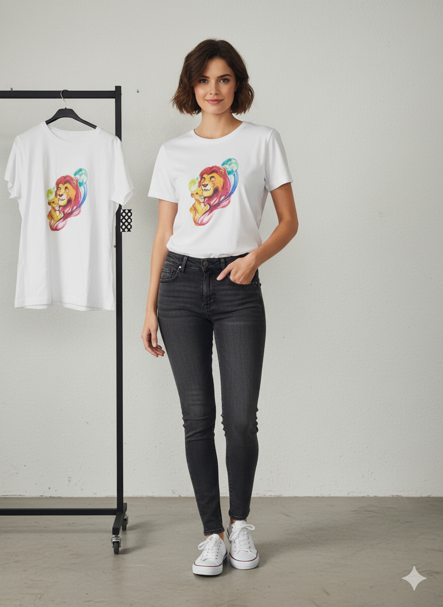 Camiseta Rey León Acuarela - modelo vista frontal