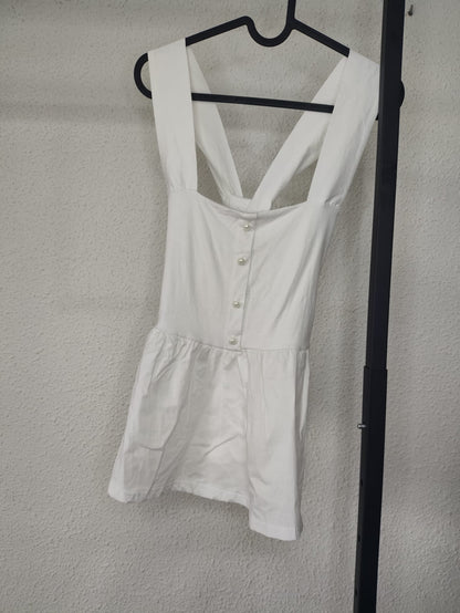 Top Perla Peplum blanco - vista en percha
