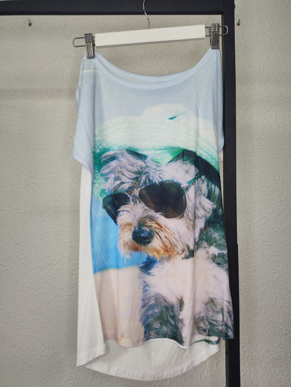 Camiseta Beach Dog azul - vista en percha