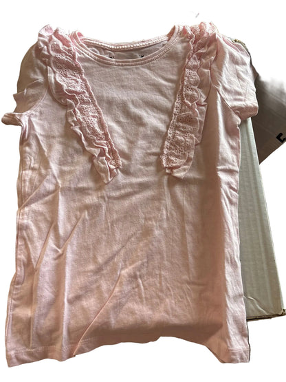 Camiseta Niña Rosa Volantes Encaje - producto