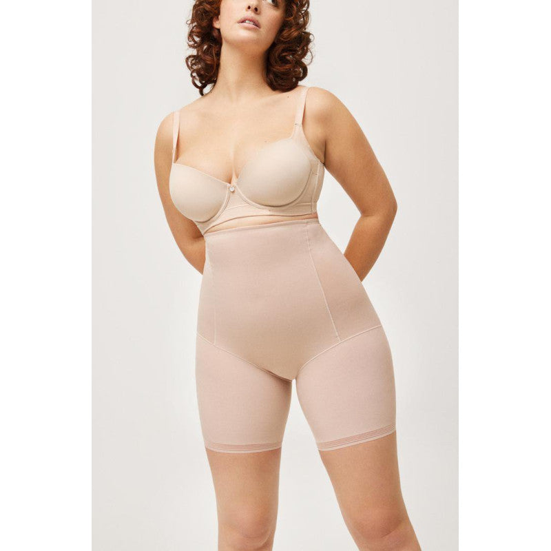 Faja alta reductora 175319615 en color tierra vista trasera