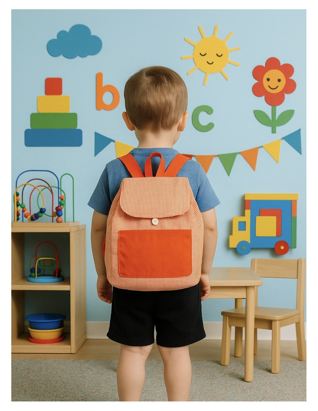 Mochila infantil cuadros vichy - detalle